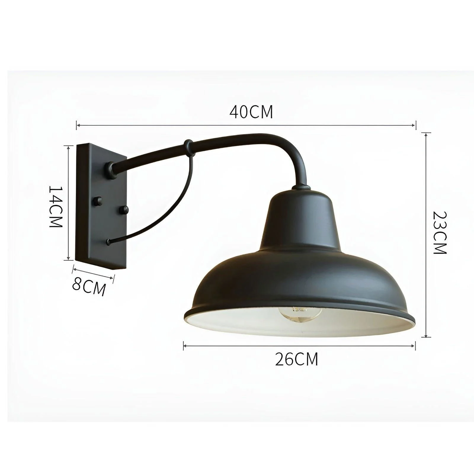 Aisle Eisen Sconce - Antique Vintage Barn Light - Black Industrial Wall Light -  - #tag1#