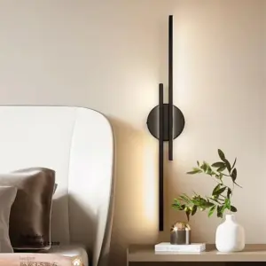 Alana Modern LED Wall Lamp - Twin Linear, Black/White, Metal, Bedroom