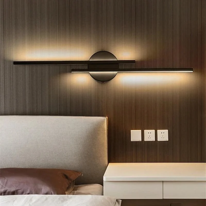 Alana Modern LED Wall Lamp - Twin Linear, Black/White, Metal, Bedroom -  - #tag1#