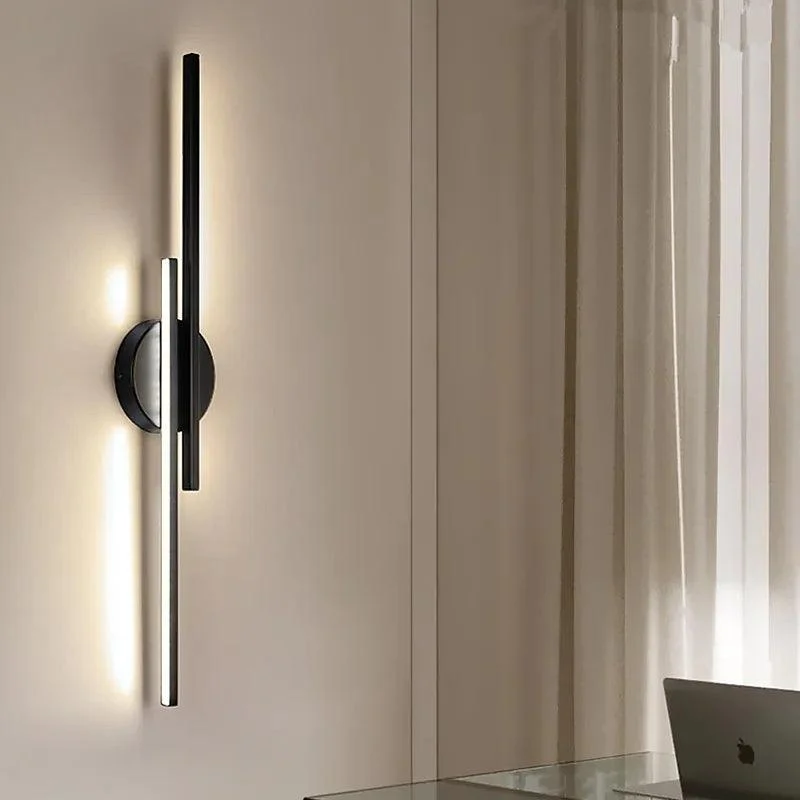 Alana Modern LED Wall Lamp - Twin Linear, Black/White, Metal, Bedroom -  - #tag1#