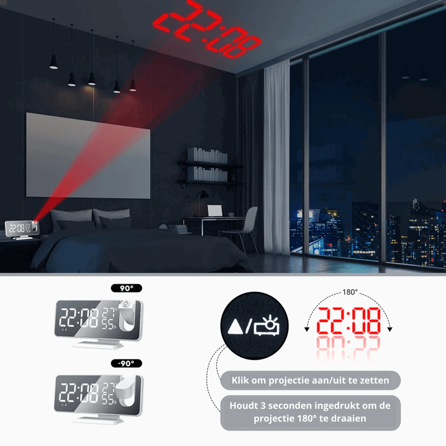 Alarm clock - LumiPro - LED Screen - USB Charger -  - #tag1#