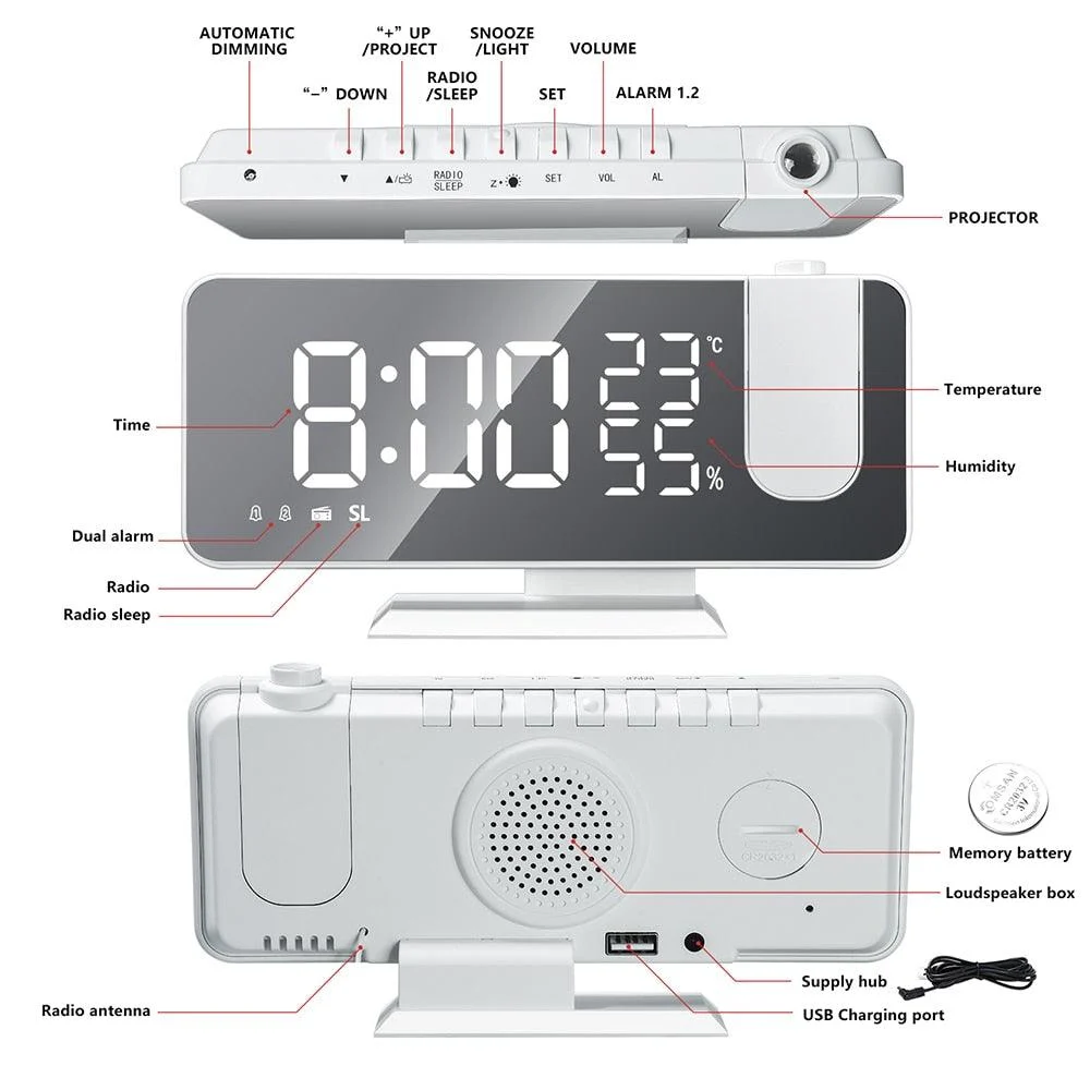 Alarm clock - LumiPro - LED Screen - USB Charger -  - #tag1#