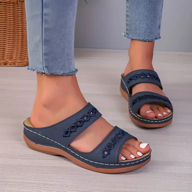 Alesha Women s Dual Tone Diamond Slides Non Slip Wedge Sandals tag1