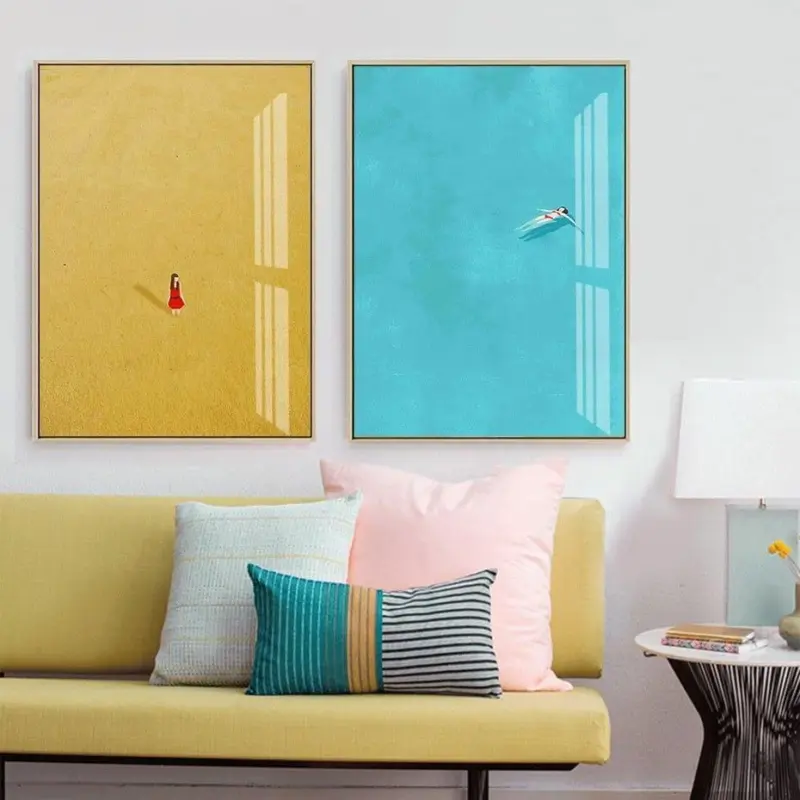 Alone Girl Minimalist Canvas Print Poster tag1