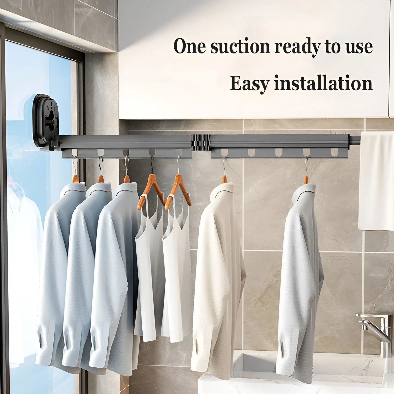 AluFlex - Foldable Aluminum Clothes Drying Rack with Suction Cup Attachment -  - #tag1#