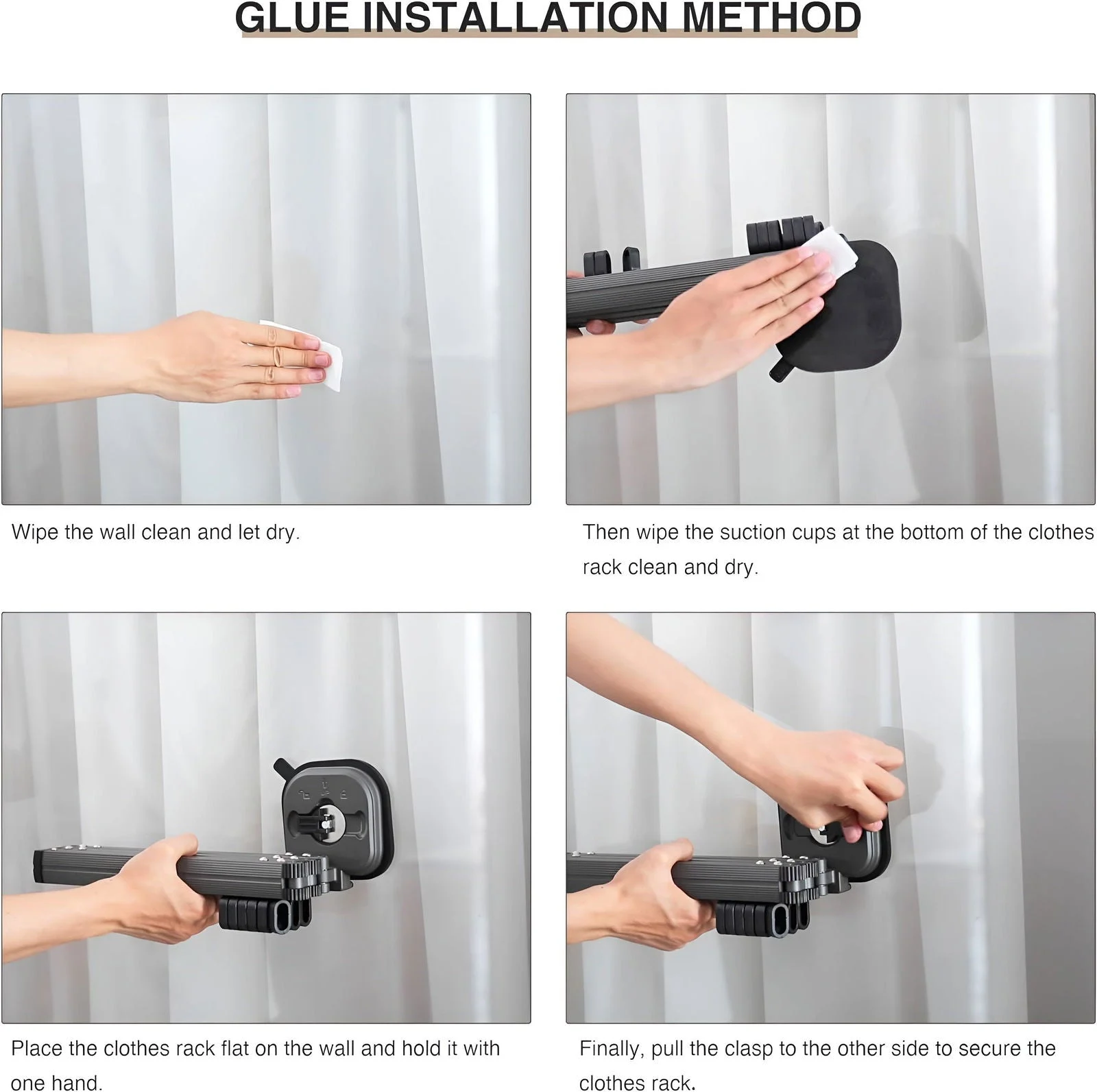 AluFlex - Foldable Aluminum Clothes Drying Rack with Suction Cup Attachment -  - #tag1#