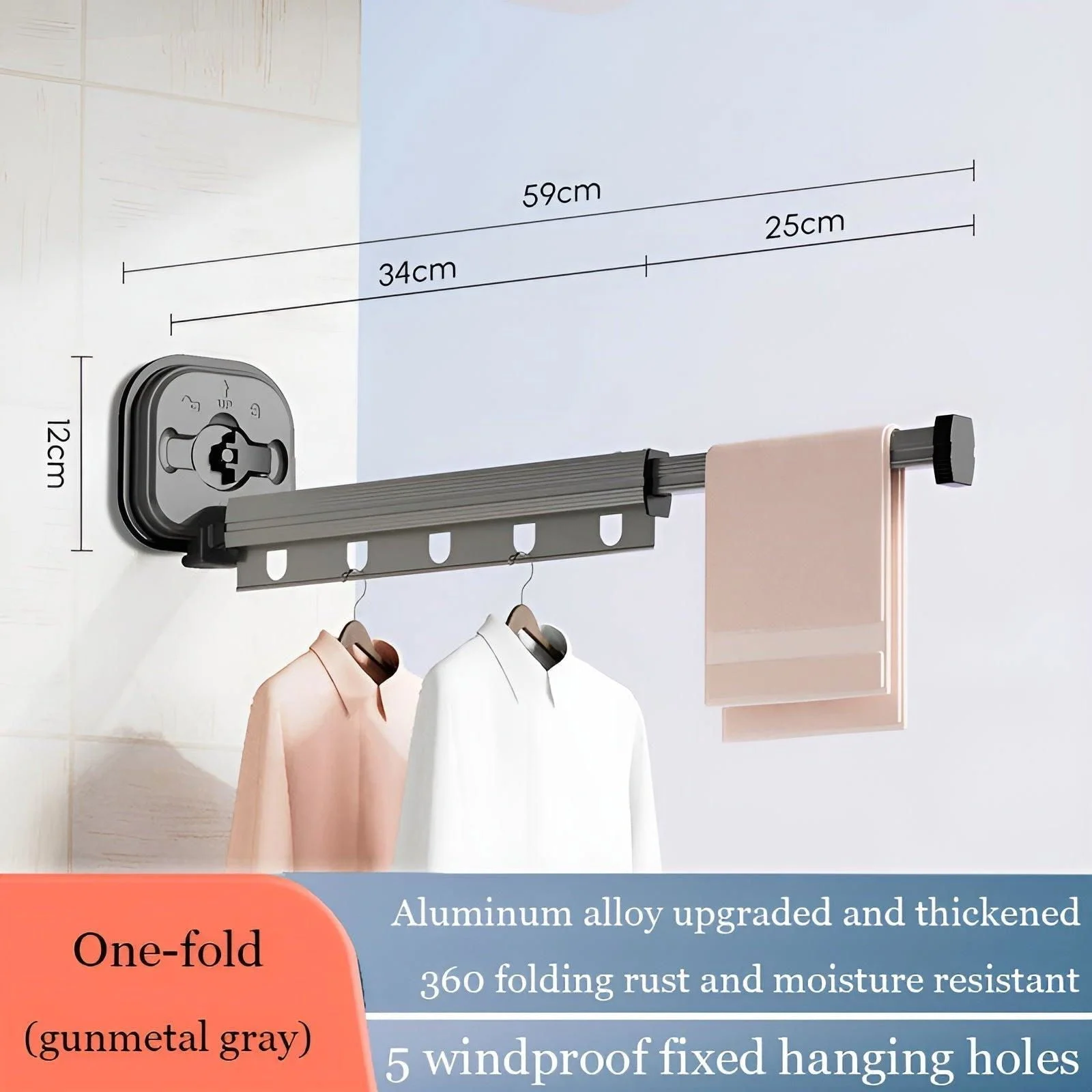 AluFlex - Foldable Aluminum Clothes Drying Rack with Suction Cup Attachment -  - #tag1#