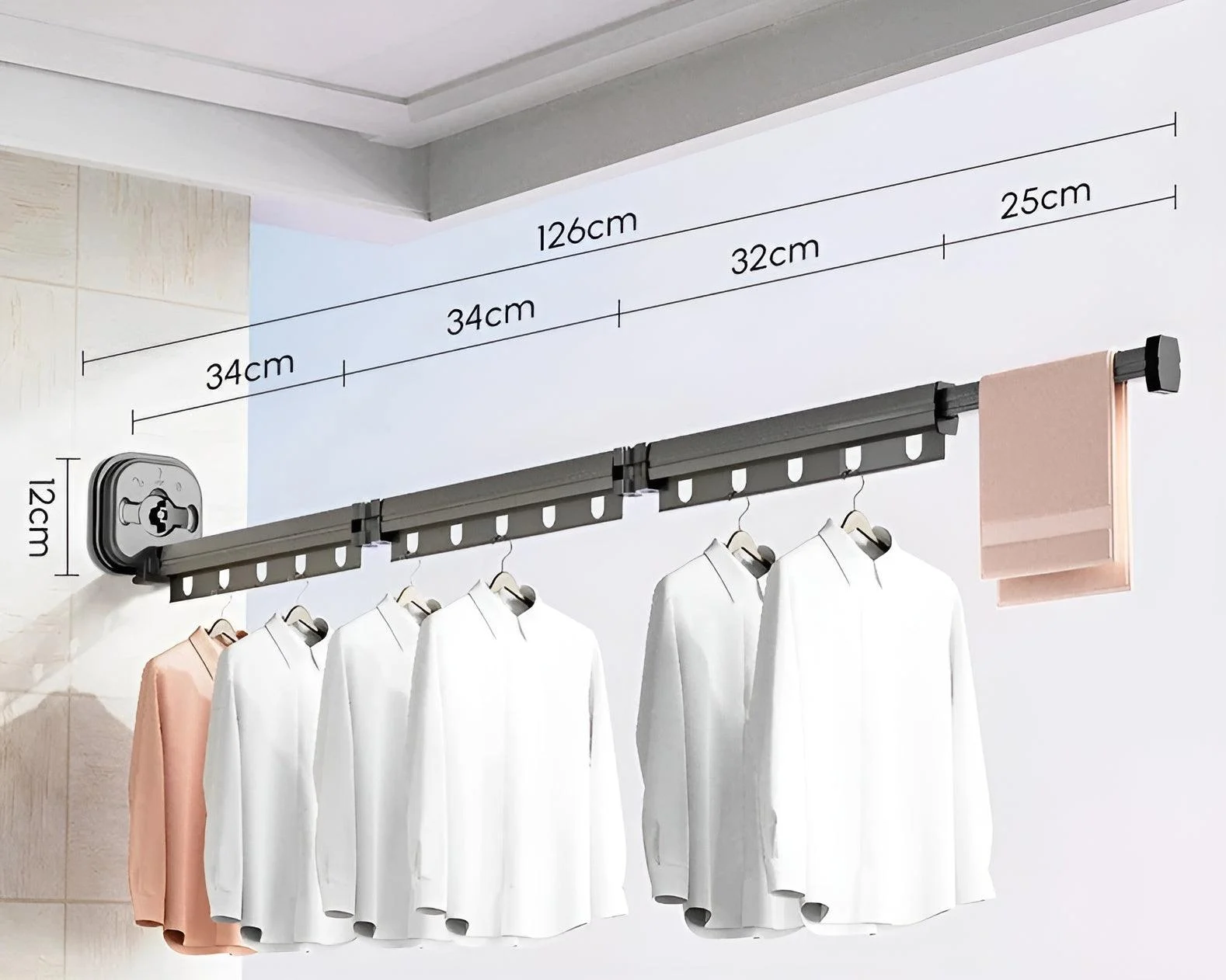 AluFlex - Foldable Aluminum Clothes Drying Rack with Suction Cup Attachment -  - #tag1#