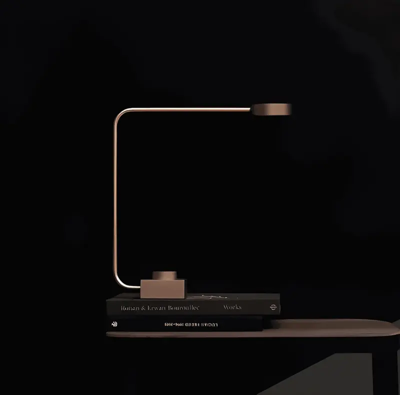 Aluminum desk lamp Dimmable LED light with curved design tag1