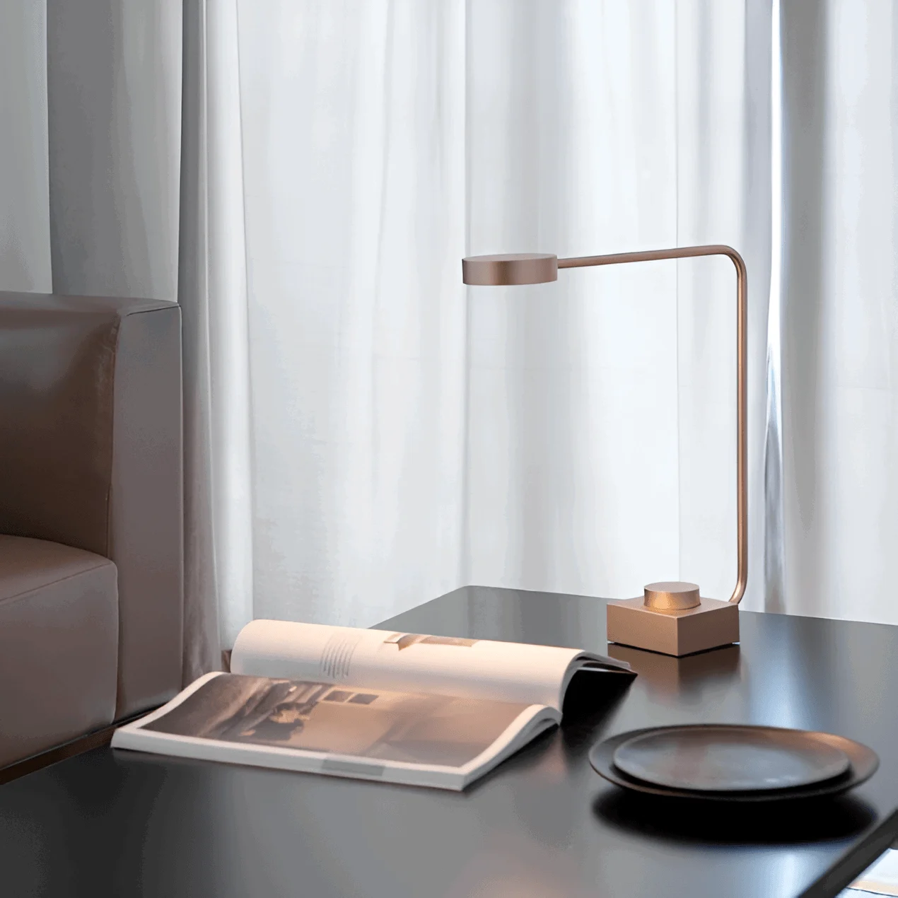 Aluminum desk lamp - Dimmable LED light with curved design -  - #tag1#