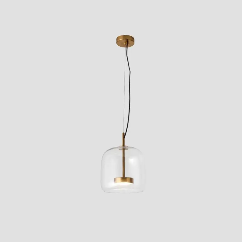 AmberGlow Retro LED Pendant Lamps in Golden Metal and Glass tag1