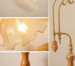American Retro Amber Glass Vintage Flower Lamp