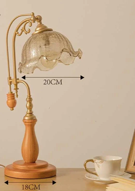 American Retro Amber Glass Vintage Flower Lamp -
