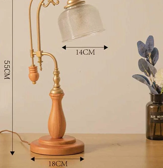 American Retro Amber Glass Vintage Flower Lamp -
