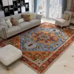 American Retro Bedside Rugs for Bedroom Non Slip Mat Washable for Lounge