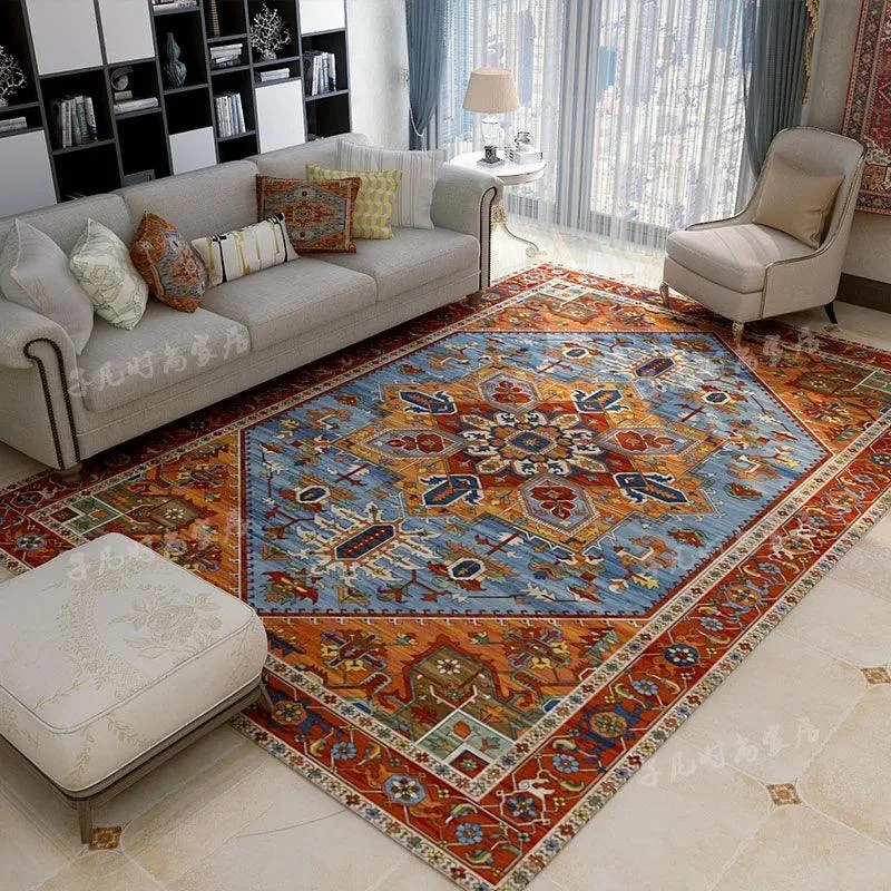 American Retro Bedside Rugs for Bedroom Non-Slip Mat Washable for Lounge -