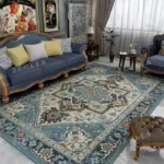 American Retro Bedside Rugs for Bedroom Non Slip Mat Washable for Lounge