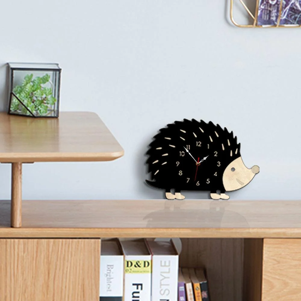 Analogue Noiseless Wall Clock for Hedgehog Lovers -