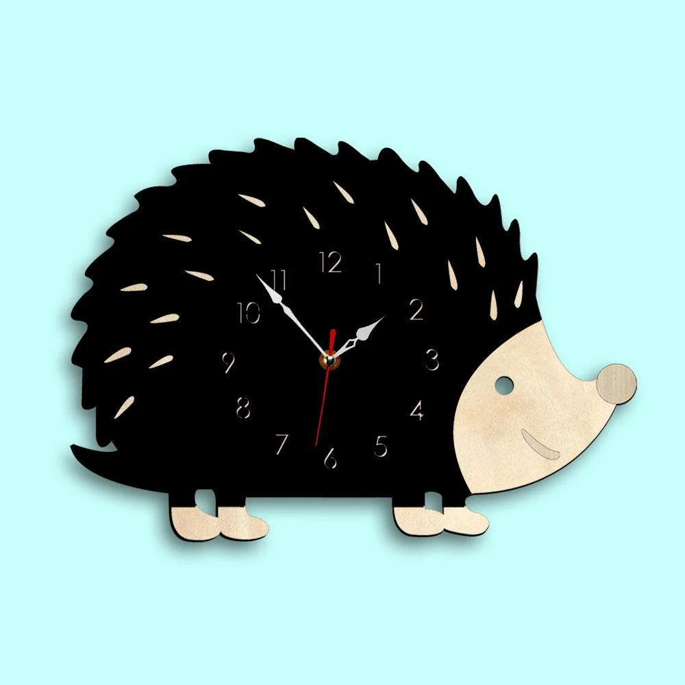 Analogue Noiseless Wall Clock for Hedgehog Lovers -