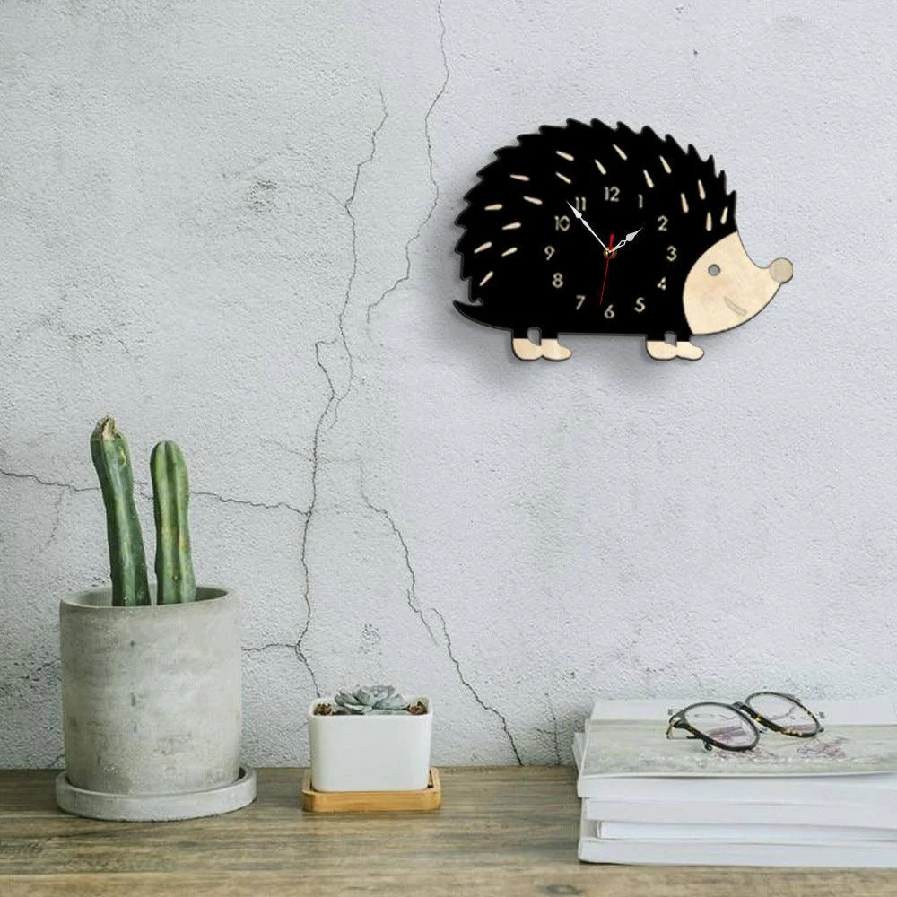 Analogue Noiseless Wall Clock for Hedgehog Lovers -