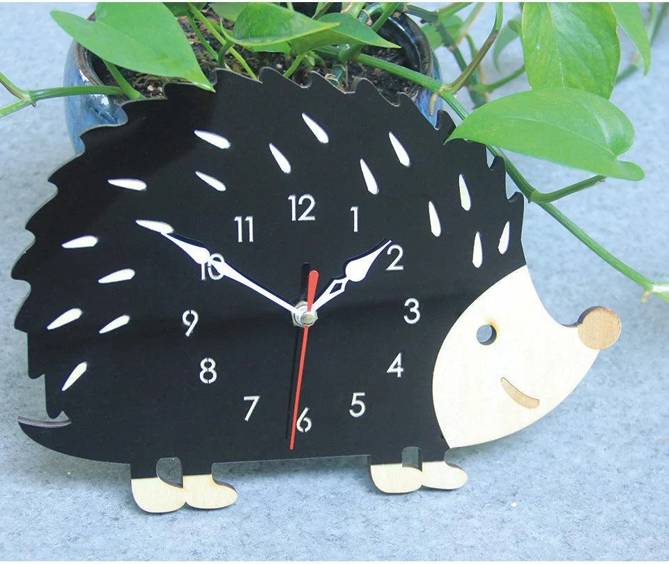 Analogue Noiseless Wall Clock for Hedgehog Lovers -