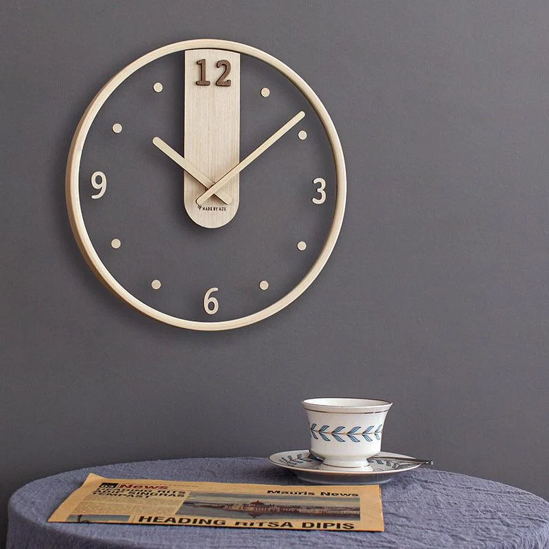 Analogue Noiseless Wooden Wall Clock for Home -