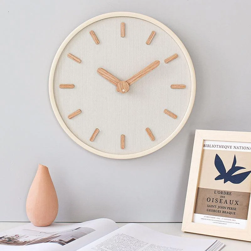 Analogue Round Wooden Wall Clock for Home -