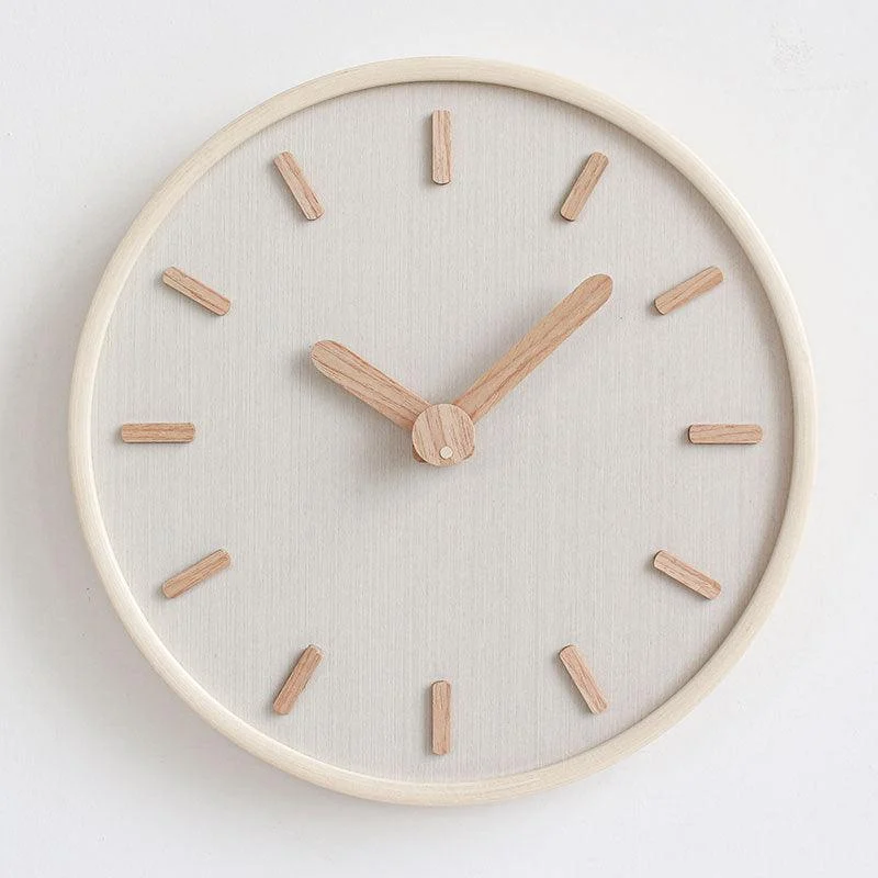 Analogue Round Wooden Wall Clock for Home -