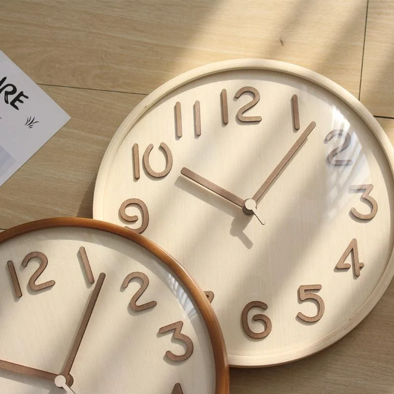 Analogue Wooden Noiseless Wall Décor Clock for Lounge -