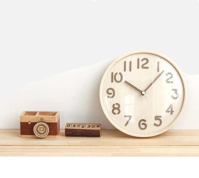Analogue Wooden Noiseless Wall Décor Clock for Lounge -