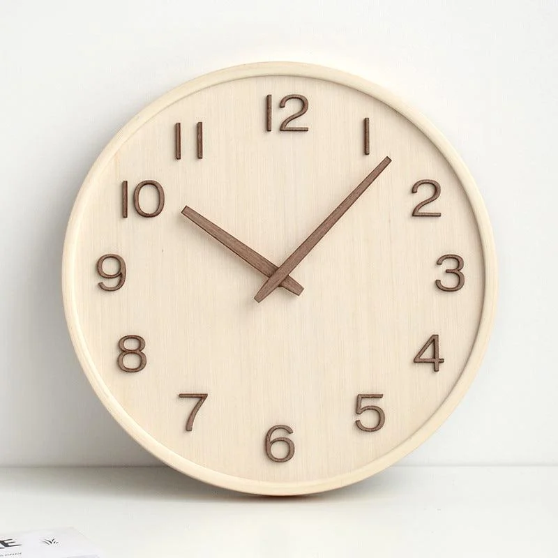 Analogue Wooden Round Wall Clock for Home - 