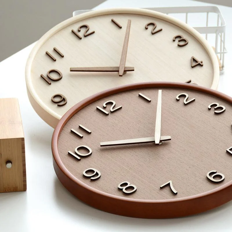 Analogue Wooden Round Wall Clock for Home -