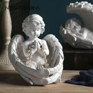 Angel Girl Candle Holder - Atmospheric Design - Cream Colored - Unbranded - For Living Room/Hallway - 1 Piece