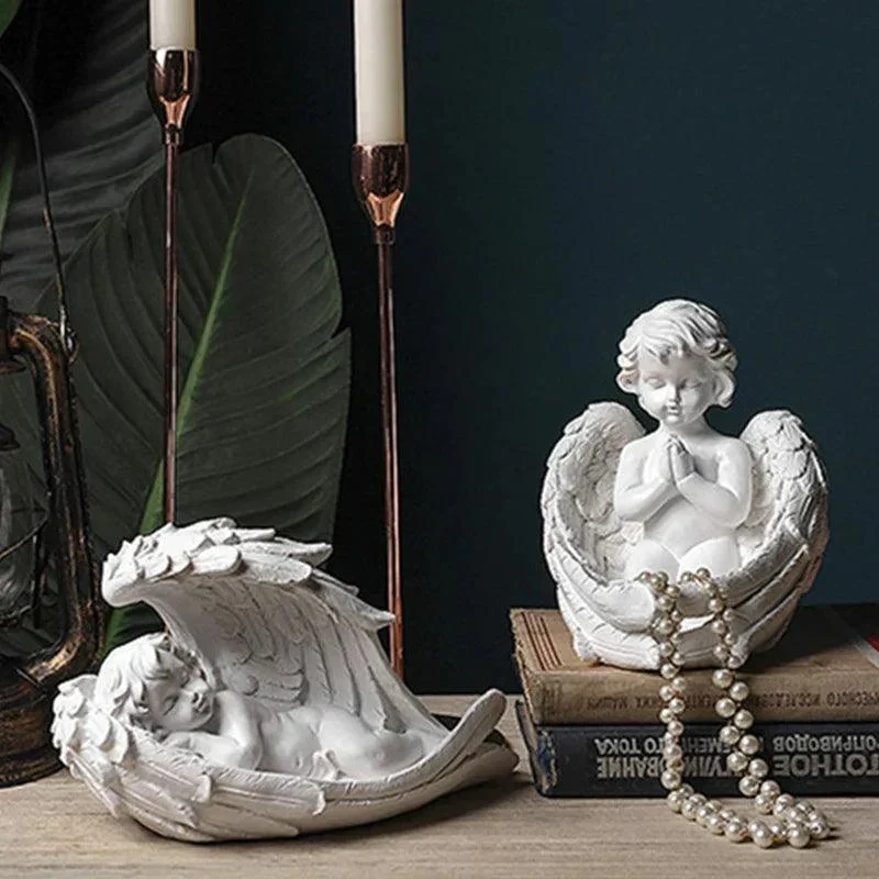 Angel Girl Candle Holder - Atmospheric Design - Cream Colored - Unbranded - For Living Room/Hallway - 1 Piece -  - #tag1#