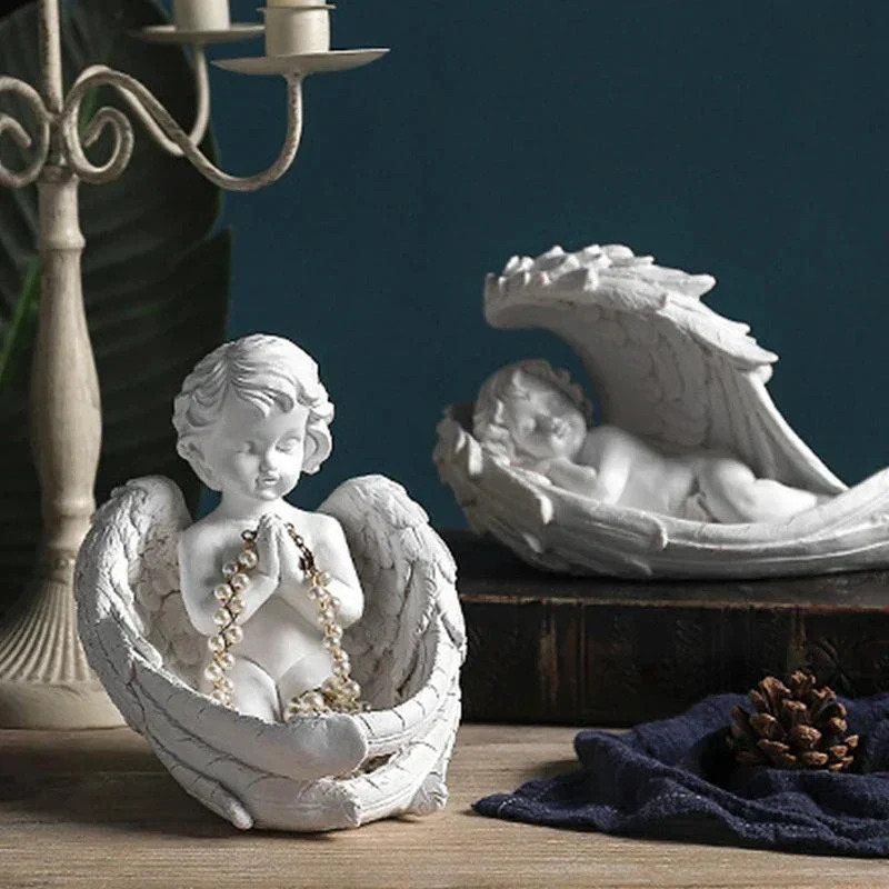 Angel Girl Candle Holder - Atmospheric Design - Cream Colored - Unbranded - For Living Room/Hallway - 1 Piece -  - #tag1#