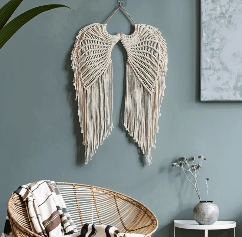 Angel Wings Macrame Hanging Wall Decor tag1