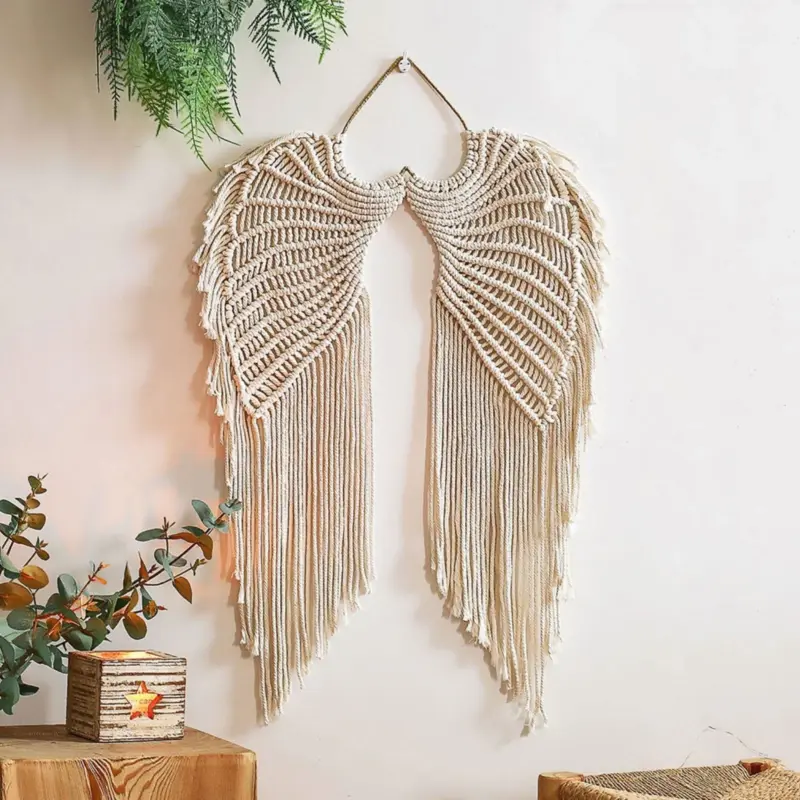 Angel Wings Macrame Hanging Wall Decor tag1