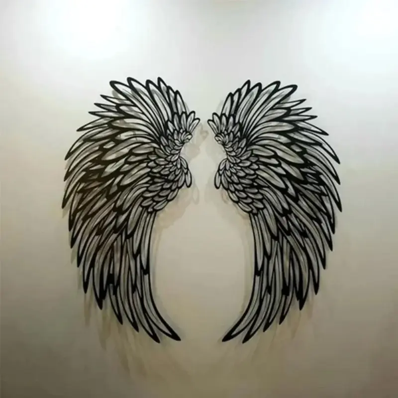 Angel Wings Metal Wall Art with LED Lights Captivating Wall Sculpture