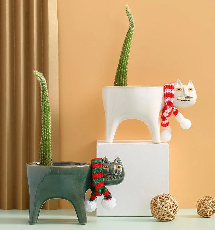 Animated Cat Ceramic Vase - - #tag1#