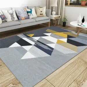 Anti-Slip Area Rug, Light Geometry