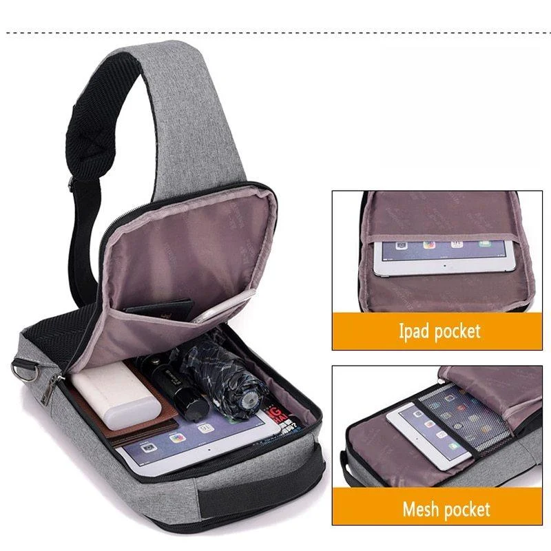 Anti-Theft USB Charging Chest Crossbody Bag -  - #tag1#