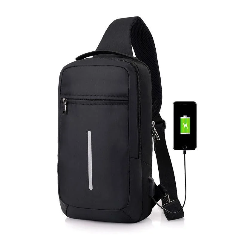 Anti-Theft USB Charging Chest Crossbody Bag -  - #tag1#