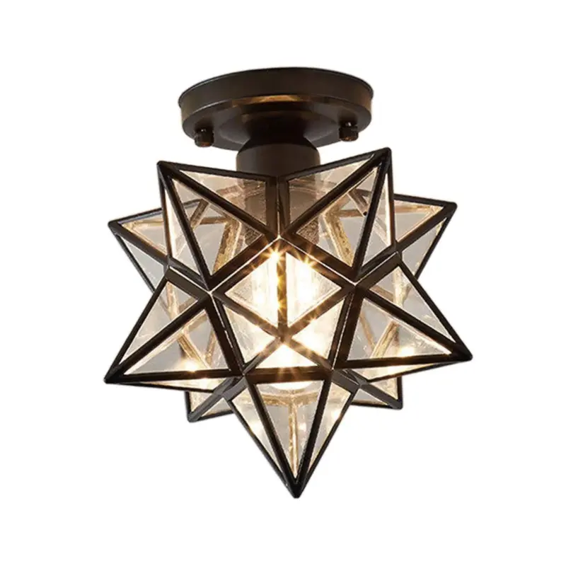 AntiqueStarMetalShadeSemiFlushMountCeilingLight Homdiy
