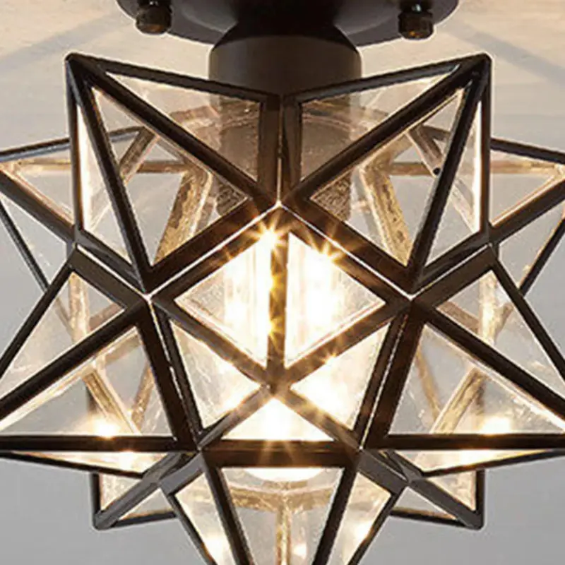 AntiqueStarMetalShadeSemiFlushMountCeilingLight Homdiy