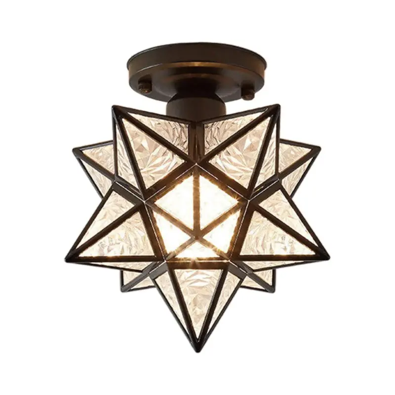 AntiqueStarMetalShadeSemiFlushMountCeilingLight Homdiy