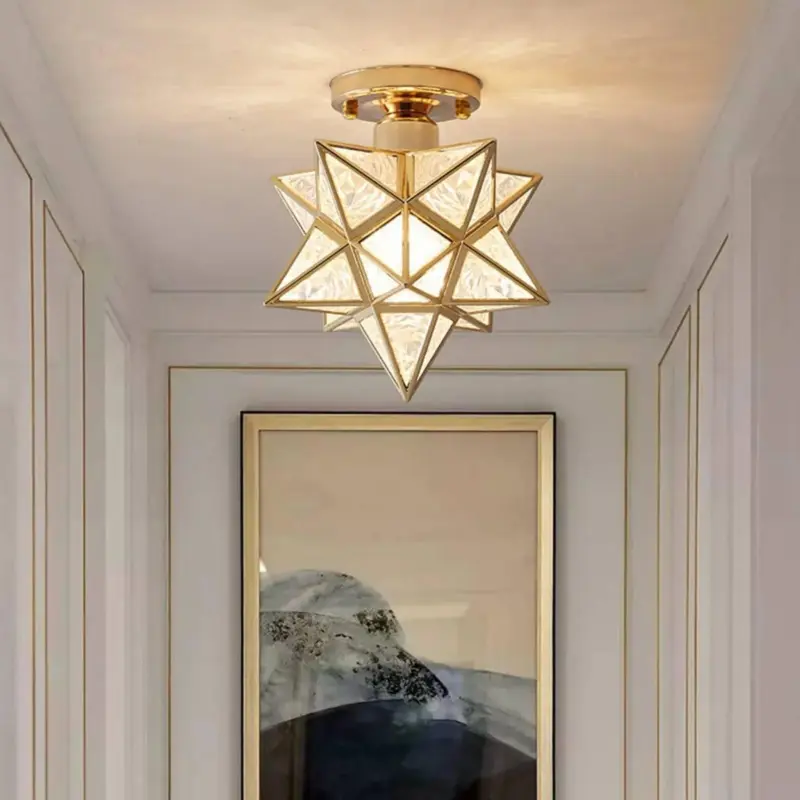 AntiqueStarMetalShadeSemiFlushMountCeilingLight Homdiy