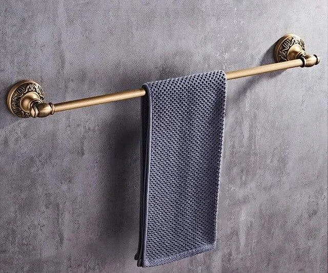 Antique Bronze Carved Bathroom Accessories Set Aluminum Bath Hardware Sets Towel Rack, Paper holder Toilet Brush Holder -  - #tag1#