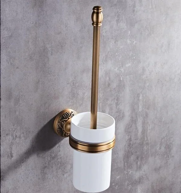 Antique Bronze Carved Bathroom Accessories Set Aluminum Bath Hardware Sets Towel Rack, Paper holder Toilet Brush Holder -  - #tag1#