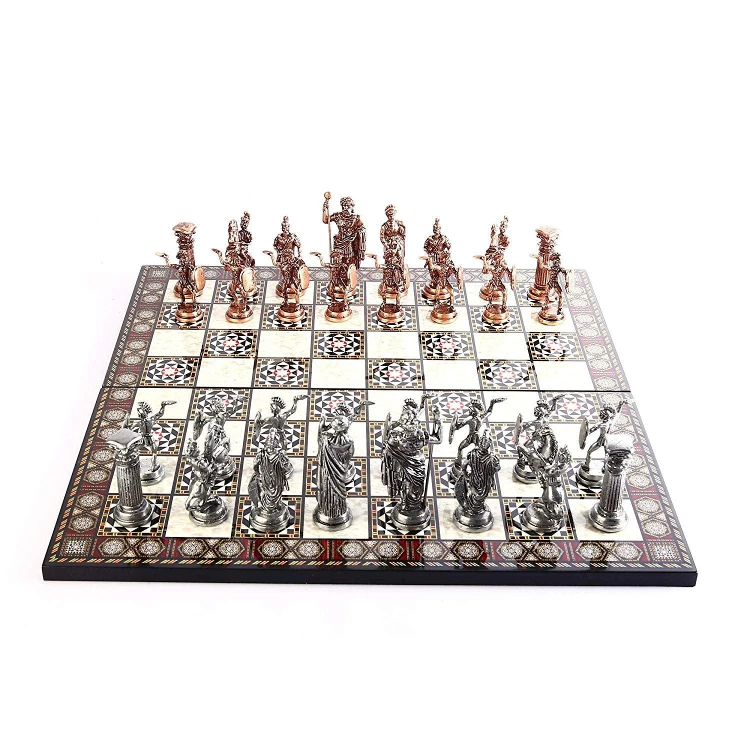 Antique Copper Rome Figures Chess Set Sculptures and Statues -