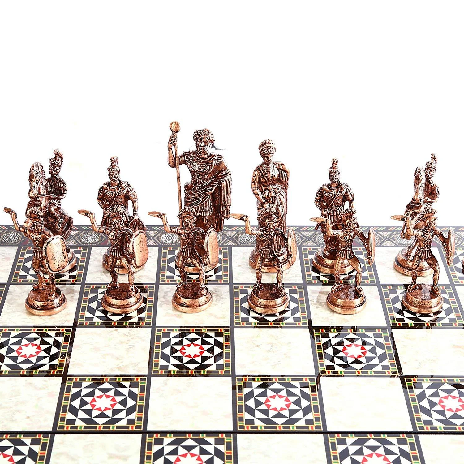 Antique Copper Rome Figures Chess Set Sculptures and Statues -